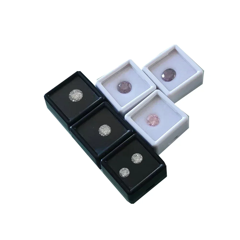 

Glass Lid Loose Diamond Jewelry Storage Box Gemstone Organizer Stone Showcase 3cm Gems Rhinestone Display Packaging Box 54Pcs