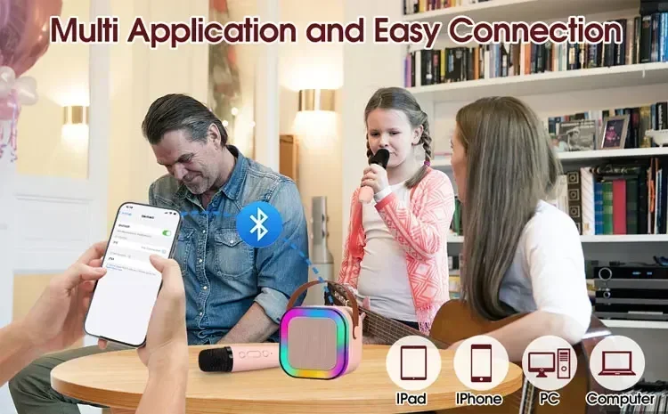 Enjoy the Party-Portable K12 Bluetooth Karaoke Machine with 5.3 PA Speaker System,Wireless Microphones for Home Entertainment image 4