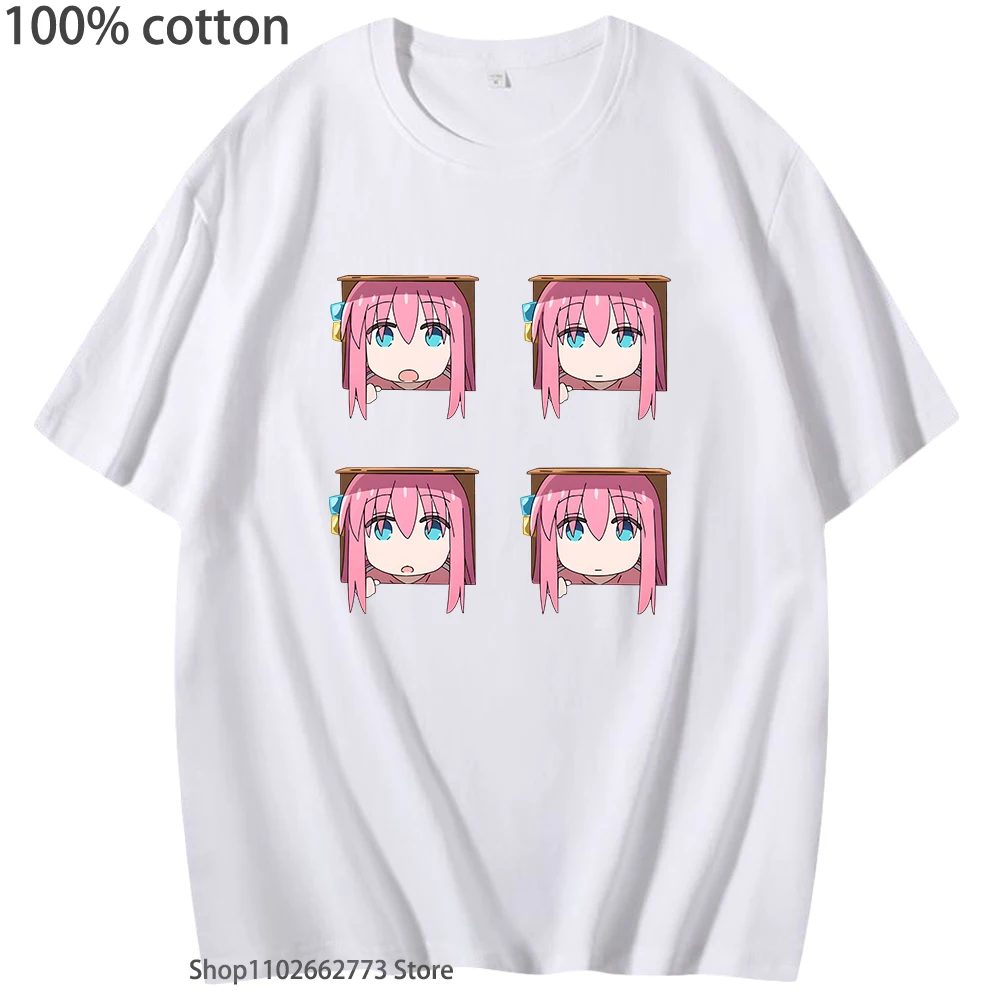 Hitori Gotou Cartoon Girls Shirt Women BOCCHI THE ROCK! Clothes Anime Print Tshirtsshort Sleeve Casual 100% Cotton Summer Tees