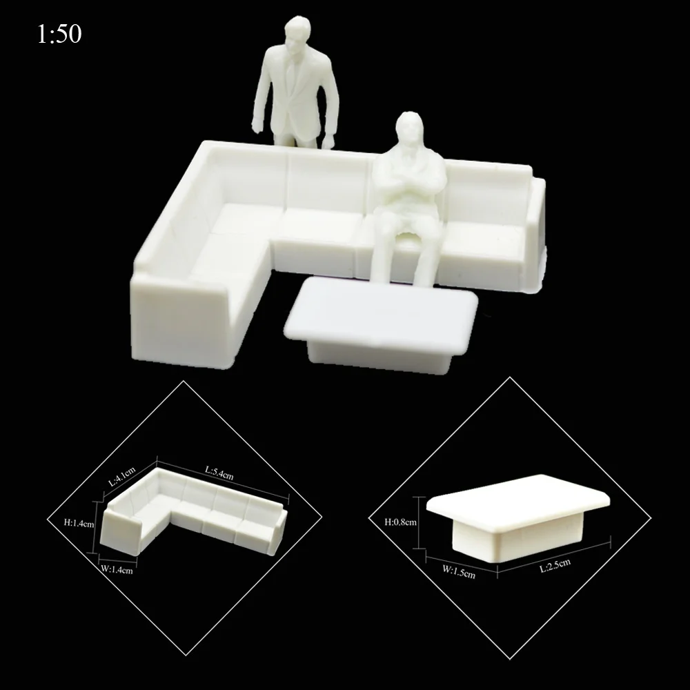 Diy Doll House Accessories Miniature Scale 1:50 Indoor Furniture Table/Sofa/Chair/Bed Model Diorama Kits 26Pcs/Set