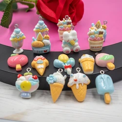 10PCS New Cartoon Fashion Resin Pendant Love Ice Cream Bear Kawaii Dangle DIY Necklace Earring Bracelet Keychain Accessories S66