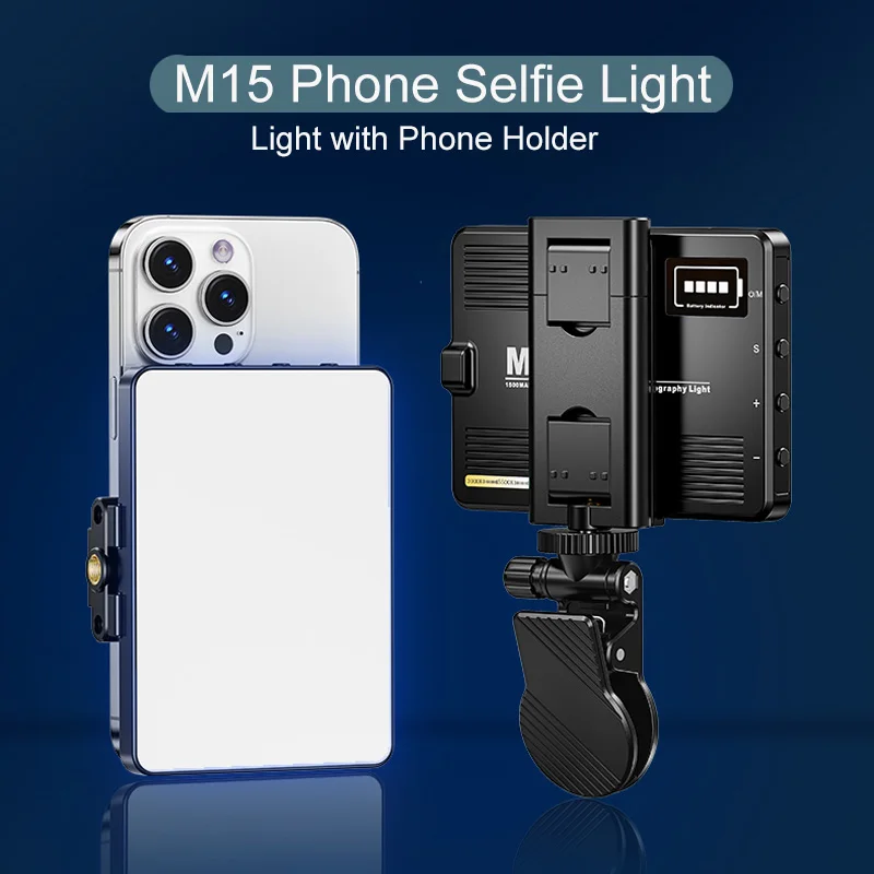 M15 Phone Selfie Fill Light Portable Pocket Beauty Photo Lamp with Phone Holder for Video Recording Vlog Shoot Fill Studio Lamp