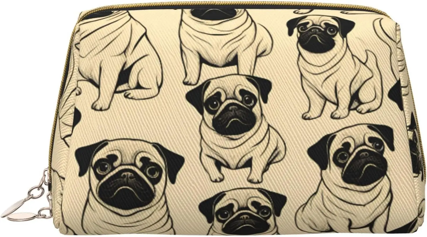 

Cute Pug Dog Print Leather zipper makeup bag Cosmetic Pouch Travel Organizer Toiletry Clutch