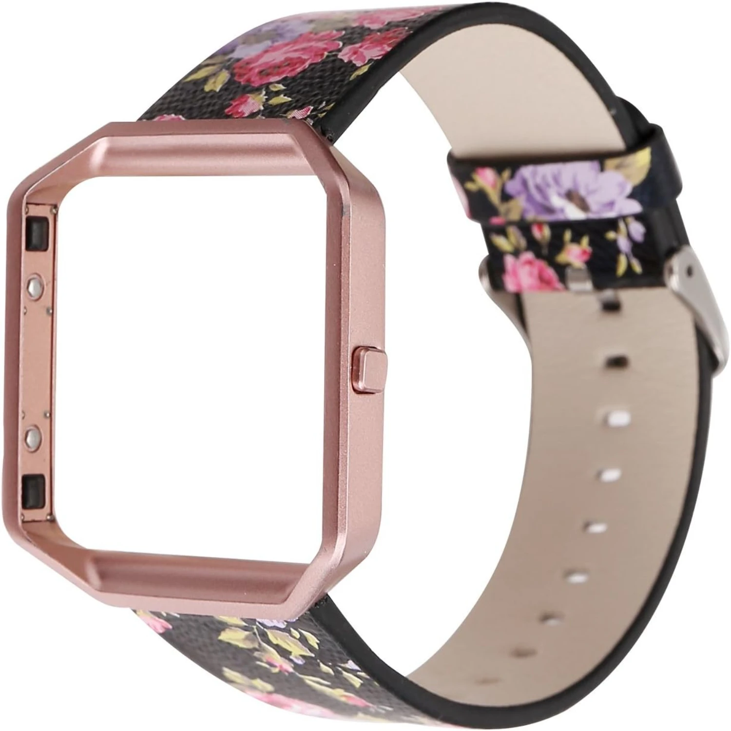 Elegant, Stylish, and Chic Genuine Soft Leather Floral Replacement Band with Metal Frame for Blaze Smart Fitness Watch - Fashion