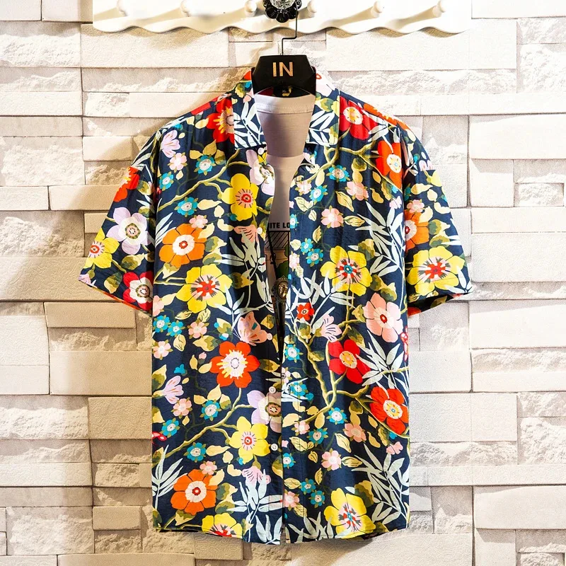 Men's Hawaiian short-sleeved shirt, 3D printed multi-functional casual single-button loose shirt, new, 2025