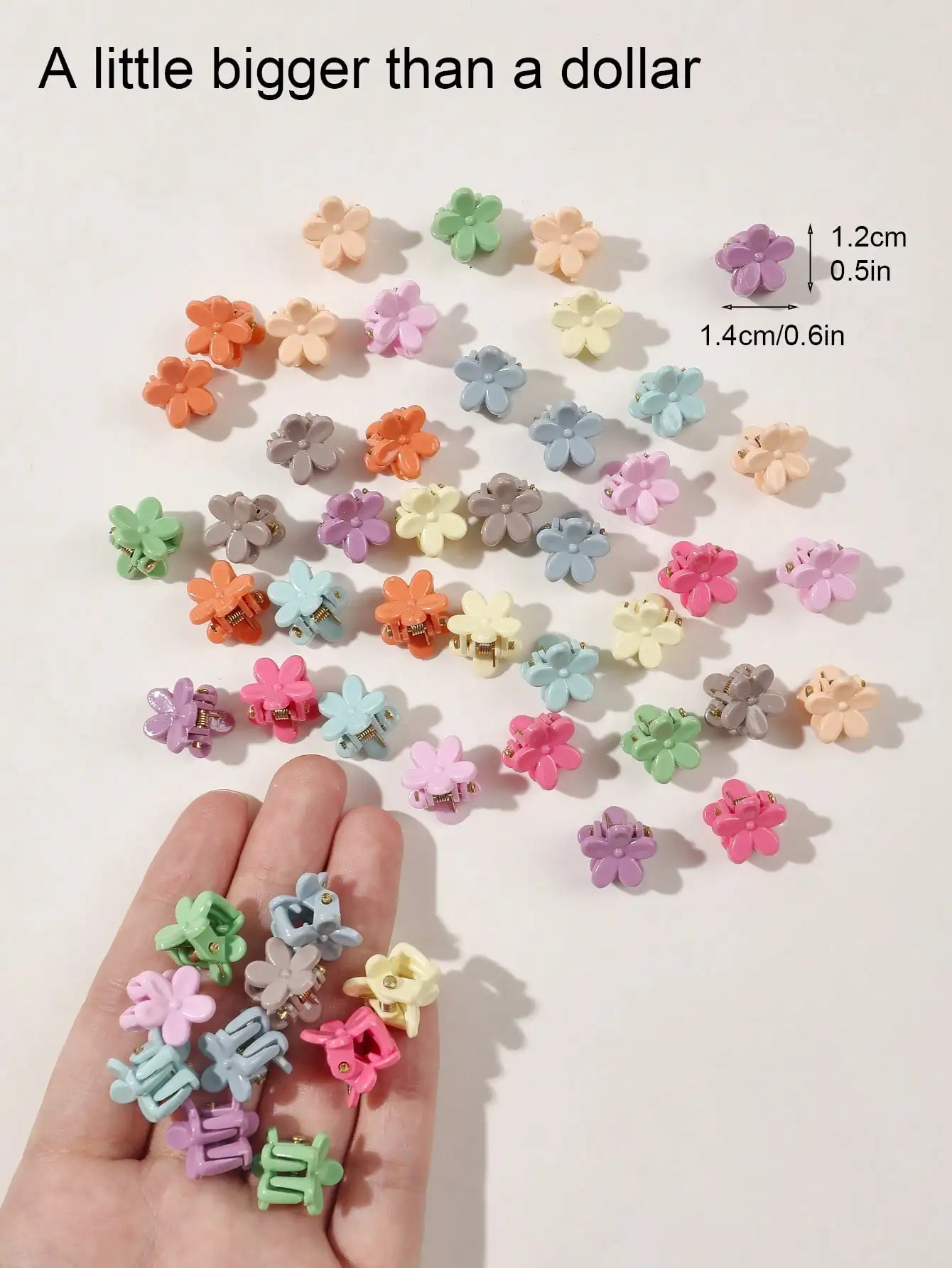 50/100 шт. мини-заколки для волос с цветами для девочек и малышей, нескользящие тонкие волосы, прочные, разные цвета, милые аксессуары для волос