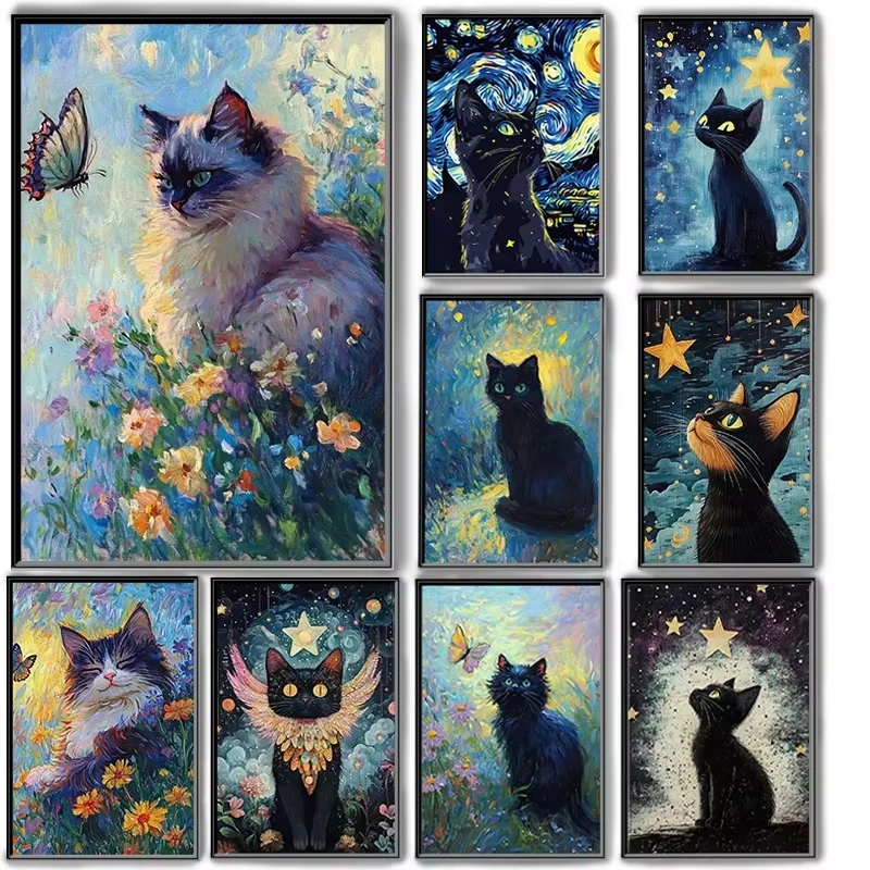 1000/500 PCS Jigsaw Puzzles Monet Black Cat Home Decor Games Landscape Puzzles Educational Toys Birthday Gifts