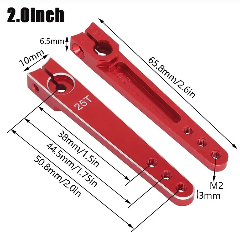 Klaxon de bras de servo de direction en métal CNC en aluminium, avion RC, servo de voiture 25T, allonger les pièces de bras oscillant, 1/1 pouces, 25/1 pouces, 5/1 pouces, 75 pouces, 2 pouces, 1 pièce