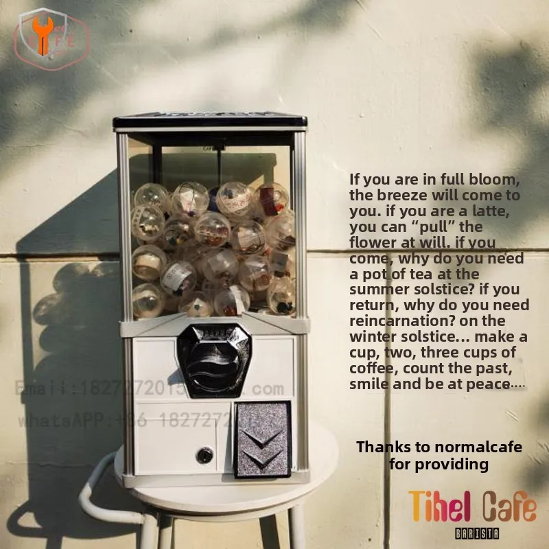 Coin operated egg twisting machine, warm-up lottery machine, capsule coffee toy vending machine, free 100 balls, 50 coins