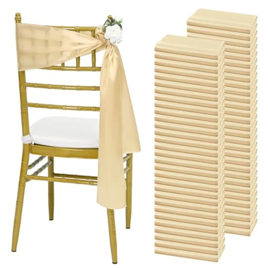 

100 Pcs Satin Chair Sashes 78 inch for Wedding Reception Party Hotel Home Kitchen Decoration