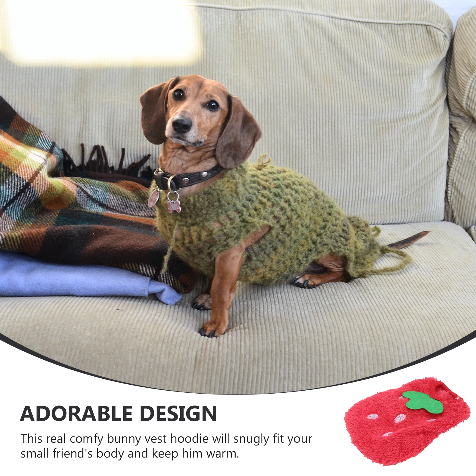 

Cute Dog Strawberry Clothes Warm Hoodie Vest For Small Pets Guinea Pig Bunny Ferret Costume Comfortable Coral Fleece Easy Wear
