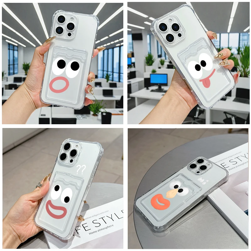 

Cartoon Pumpkin Face For IPhone 17 Pro Max 16 E 17 15 14 Max 13 Plus 12Mini 11 XR Air softshell Transparent card pack phone case