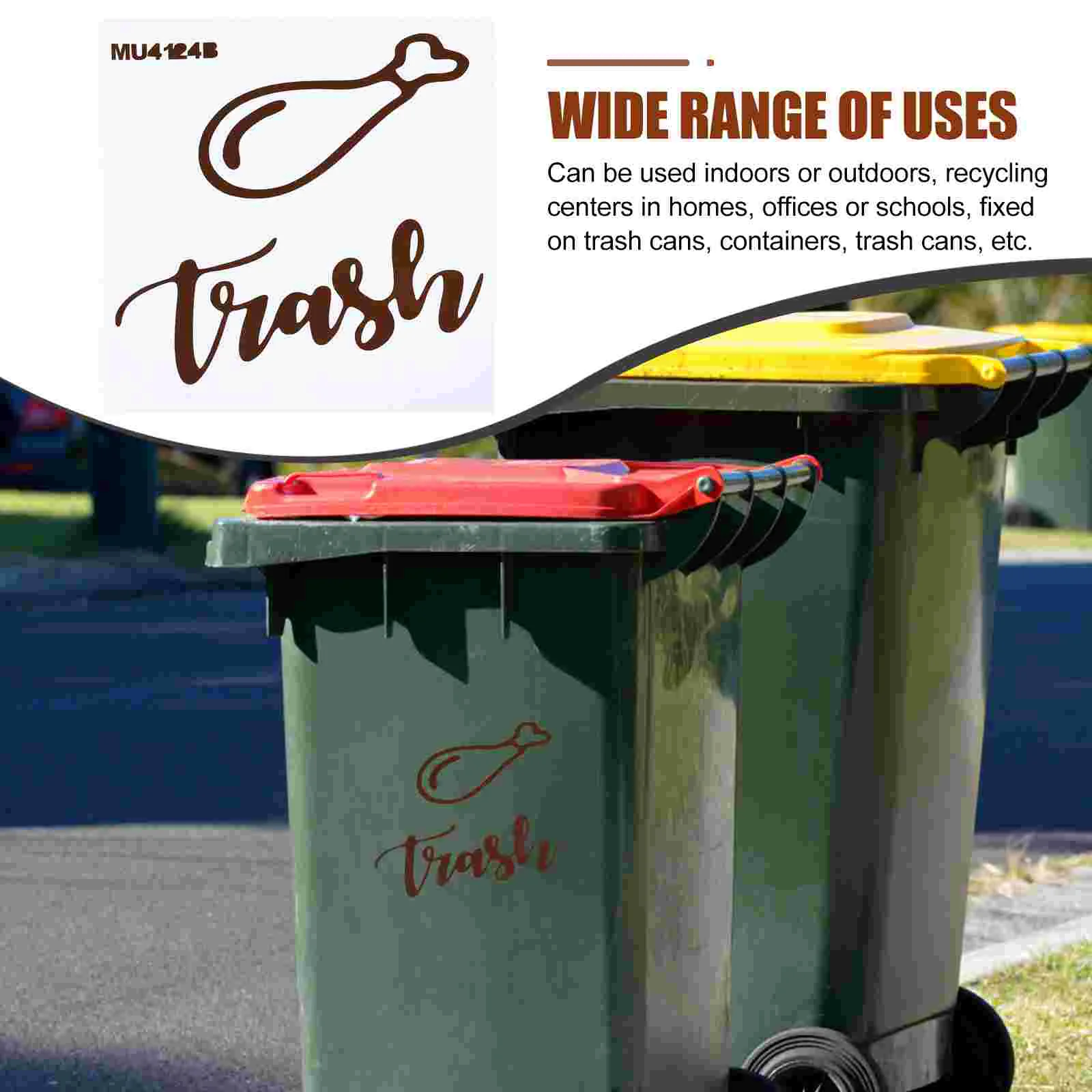 Trash Can Stickers Recycling Classification Self Adhesive Decal Pvc Waste Logo Sign Waterproof Removable Home School Garbage