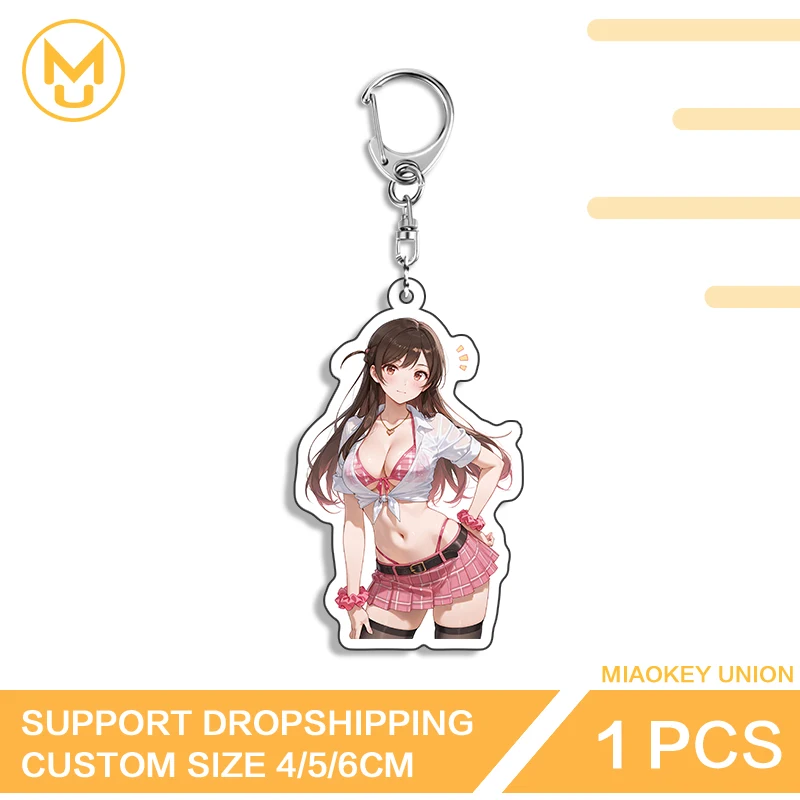Chizuru Mizuhara Beautiful Girl Photo Keychain NSFW Novelty Car Key Holder Stainless Steel Chain Multi Function Durable Keyring