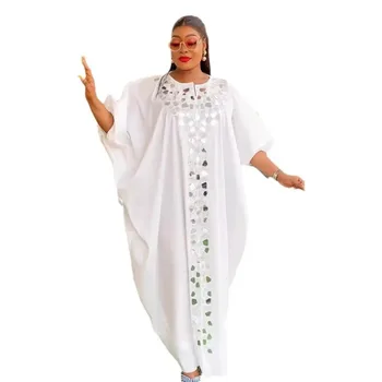 Abaya-Robe africaine maxi en polyester pour femmes, caftan à manches longues, tenue de grande taille, quelle que soit la mode musulmane, été 2025