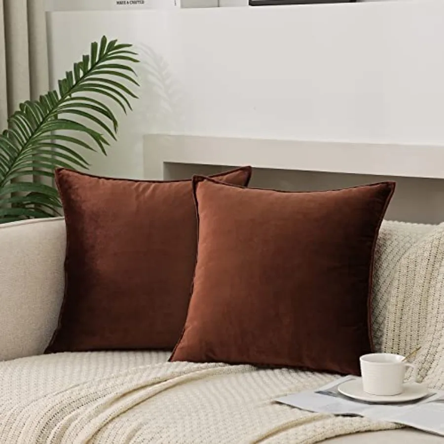 

Velvet Throw Pillow Covers Pack of 2 Spring Decorative Soft for Couch Sofa Bed Livingroom Office 16×16 Inch