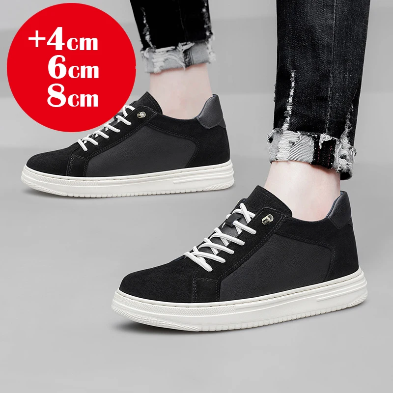 Casual Sneakers Men Elevator Shoes Hidden Heels Breathable Heightening Shoes For Man Increase Insole 8CM 6CM Optional Height Sho