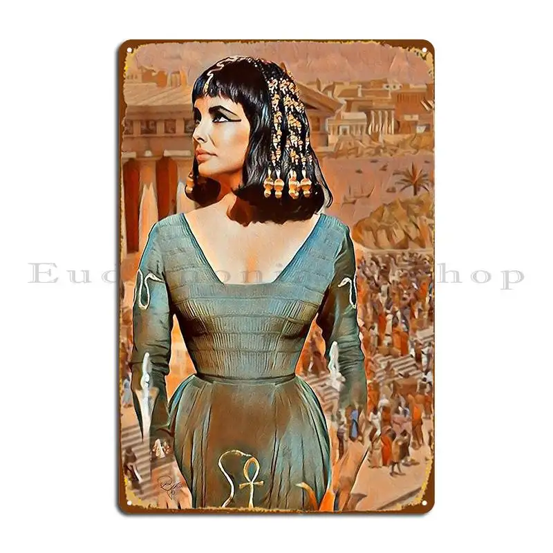 Liz Of Egypt Metal Plaque Poster Wall Mural Wall Cave Printing Cinema Wall Decor Cleopatra Tin Sign Poster