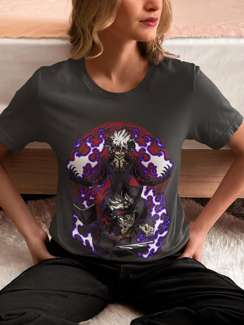 Dark Sorcery Union Unisex T-shirt - Japanese Anime Art, Manga Design, Demon Power Theme, Fantasy Graphic, Trendy Apparel,