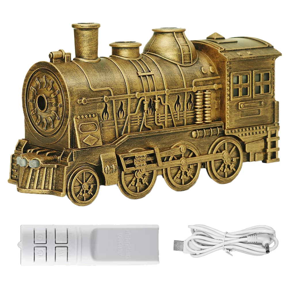 300ML Retro Mini Train Shape Essential Aromatherapy Oil Diffuser Cool Mist Air Humidifier With Lamp Aroma Difusor Atomizer