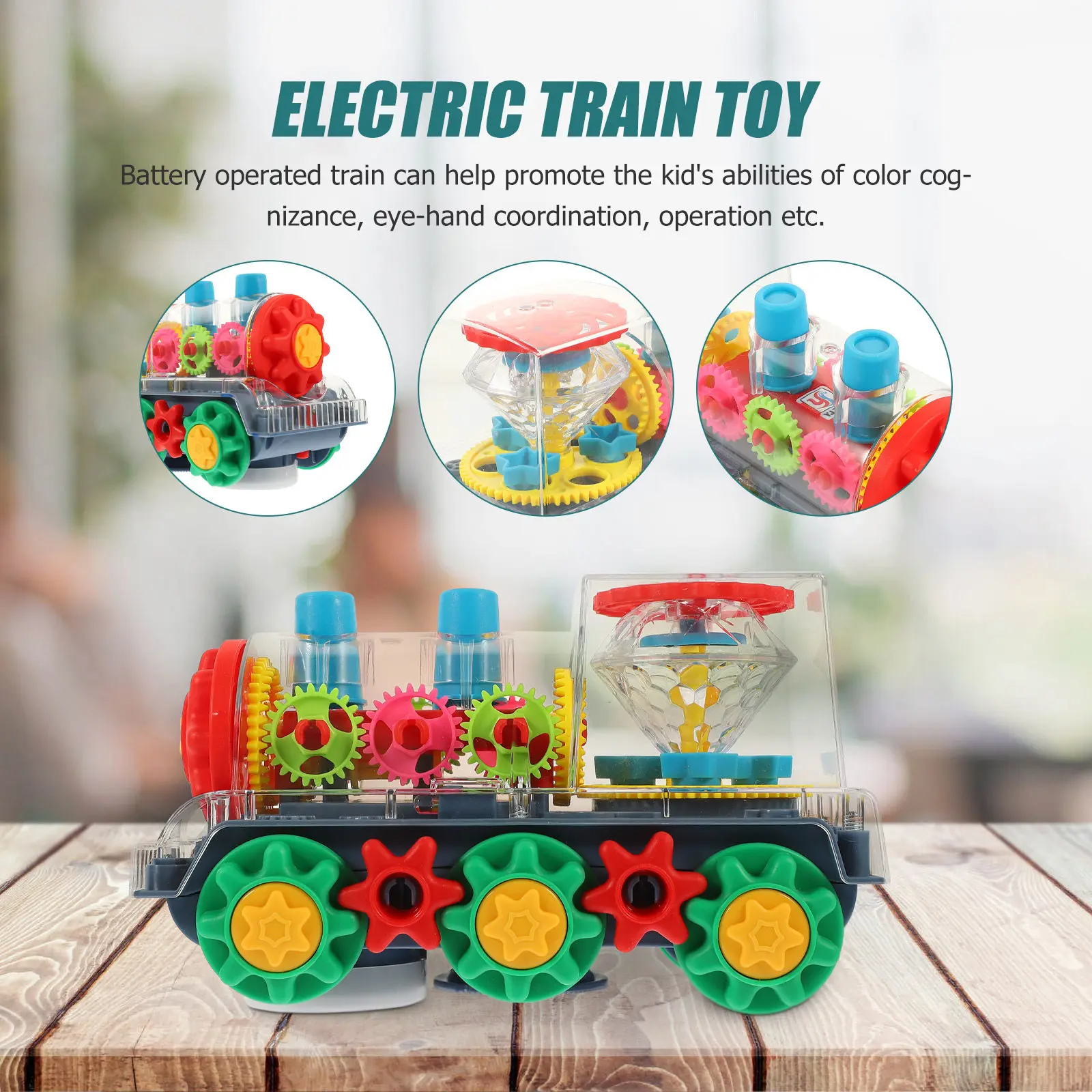 

Gear Train Electric Battery Operated Colorful Light Up Mechanical Moving Car Educational for Kids 1-3 Battery Operated Train