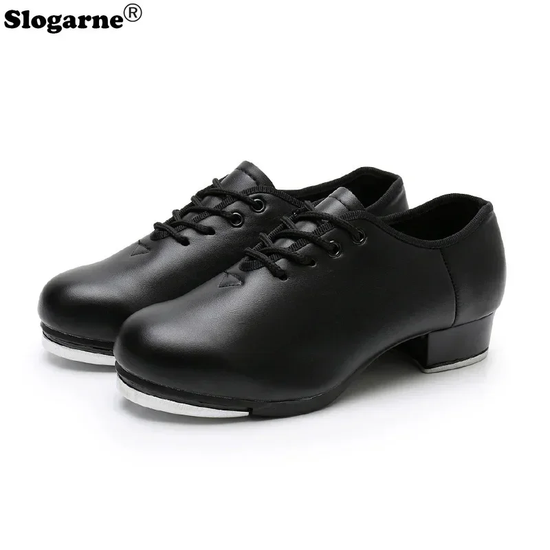 2024 New Children Tap Shoes Boys Girls Tap Soft Leather Unisex Men Women Tap Dance Shoes Students\' Tap Shoes Large Size 45