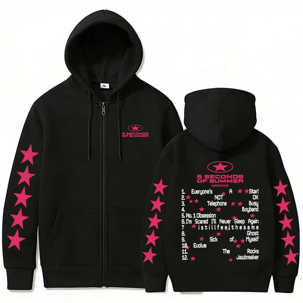 Sudadera con cremallera Punk Rock Band 5 Seconds of Summer, merchandising Everyone's A Star 2026, chaqueta con cremallera para hombre, sudadera con cremallera estilo Hip Hop Gótico