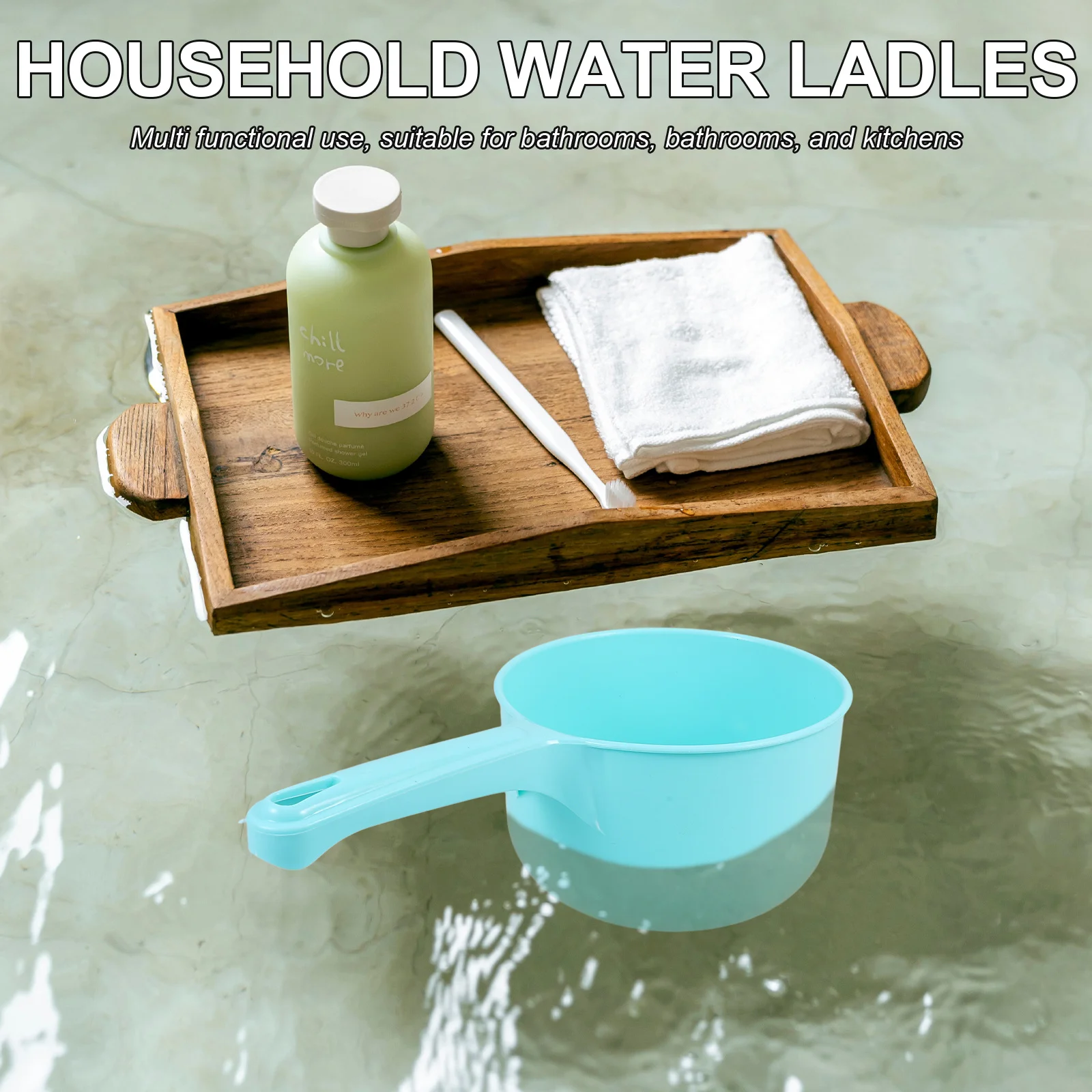 

3pcs Water Ladle Plastic Kitchen Bath Scoop For Vegetable Fruit Washing Thick Bathtub Shower Ladle Dipper Household Tool