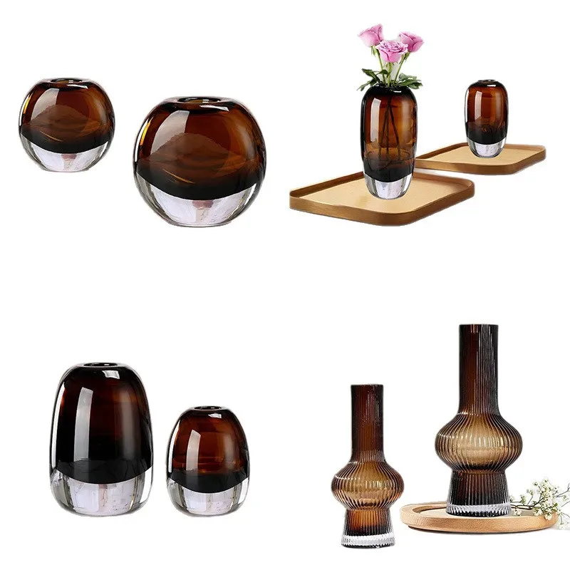 

[Tong Yuyuan] Glazed vase medieval advanced sense model house water raising flower arrangement living room handicraft ornament