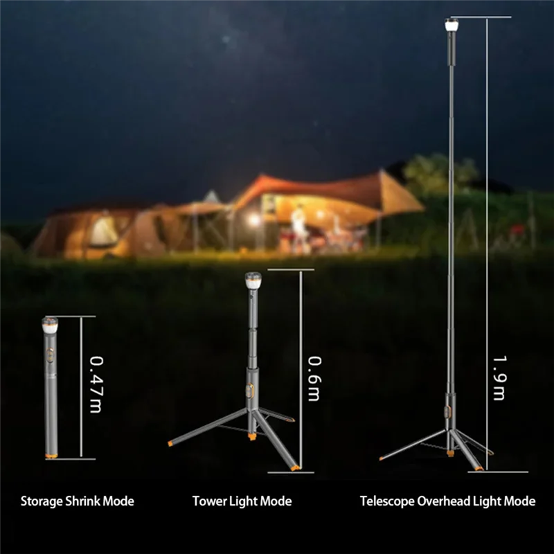 ABAH-多機能IP65防水キャンプライト、800ルーメンスマートリモート磁気ベースUSB充電式バッテリー、屋外用