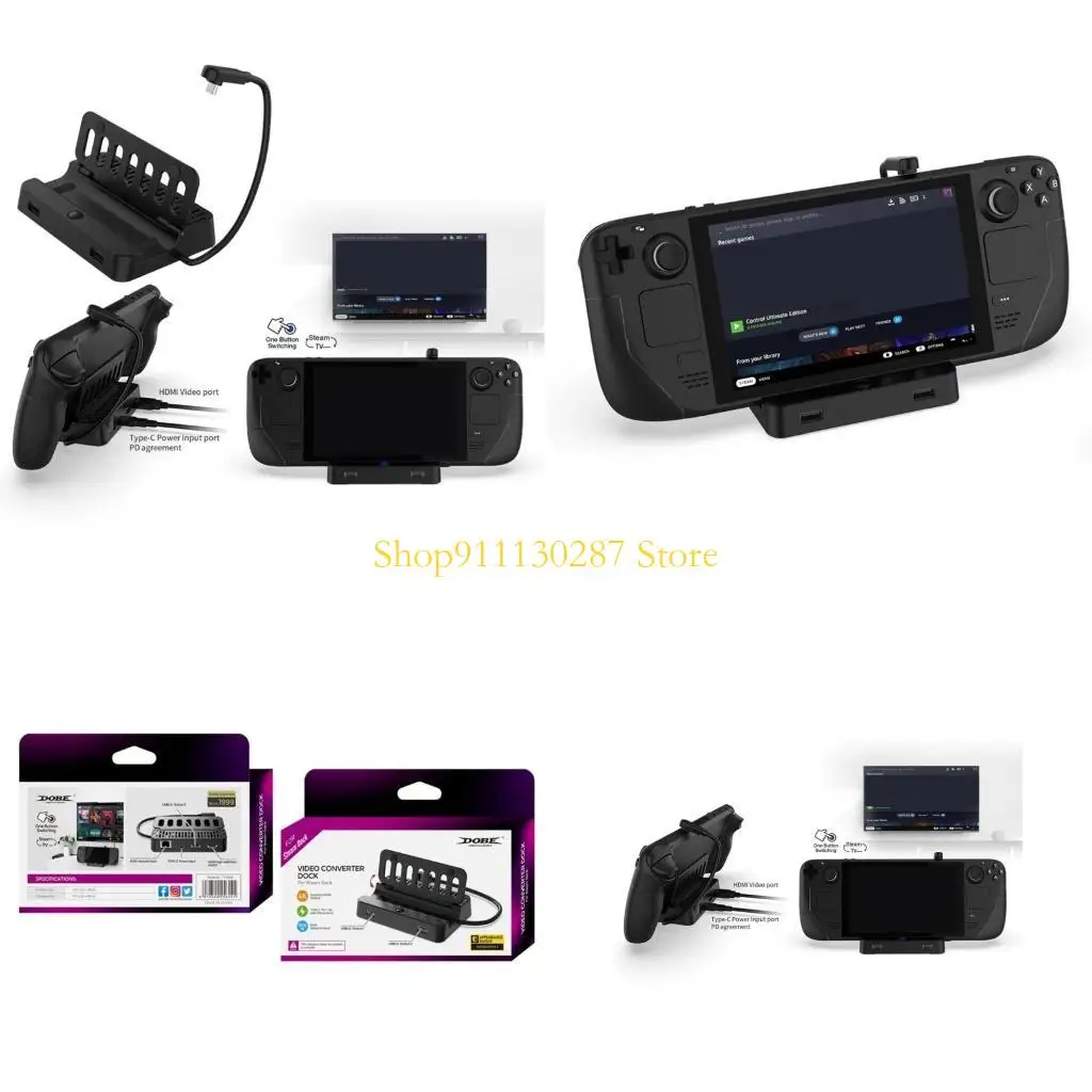 J1HC Type-C Docking Station Game Console 4K30HZ Ethernet Hub حامل لـ SteamDeck #1