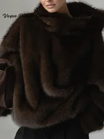 Casual Furry Faux Fur Hooded Pullover Women Loose Full Sleeve Warm Solid Coat 2026 Autumn Winter Lady Street Fashion Outwear New 6