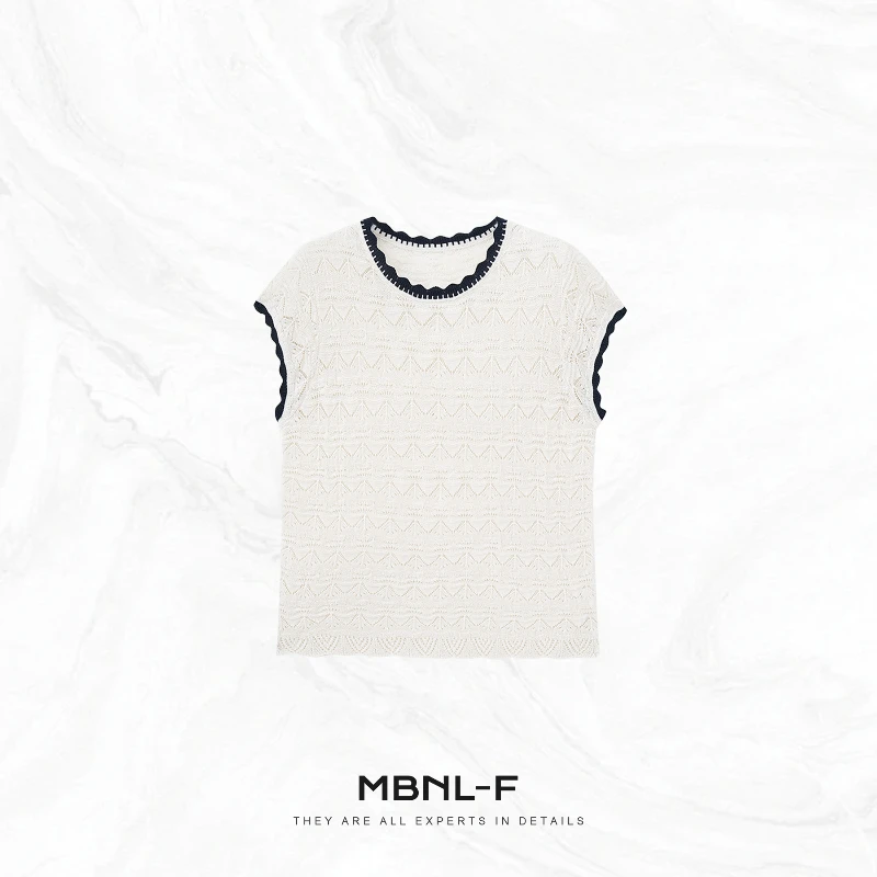 

Вязаный универсальный жилет MBNLF, летний сезон 2025, из других материалов, 00%, женская модная футболка