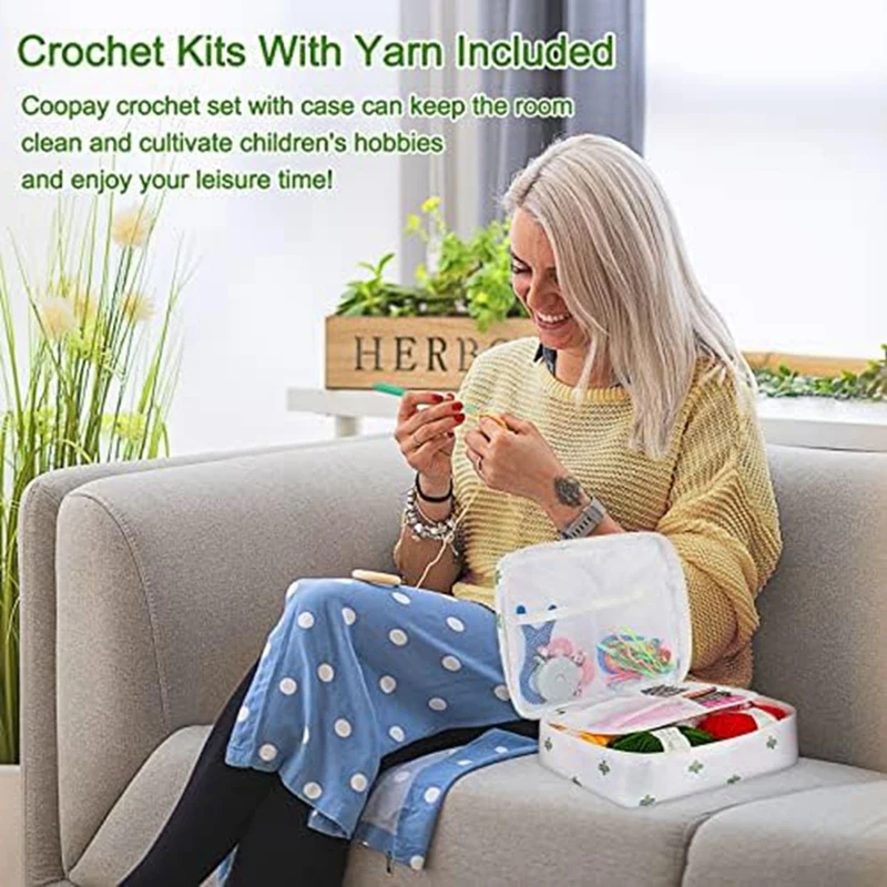 58 Piece Crochet Kit With Yarn And Knitting Accessories Set, Cute Knitting Kit Durable