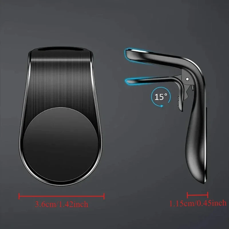 Magnetic Universal Car Phone Holder L-shape 360° Rotating Air Vent Holder Aluminum Alloy Strong Magnet For iPhone Android Phone