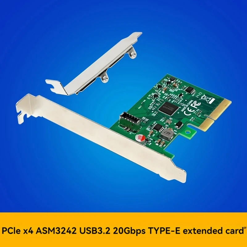 Top-PCI-E X4 zu USB 3.2 20 Gbit/s Typ-E Erweiterungskarte Netzwerkadapterkarte ASM3242 Chip für Win 7/Win 8/Win 10/Linux