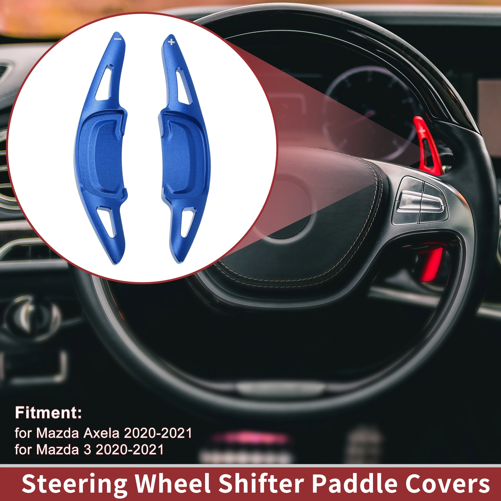 

UXCELL 1 комплект, синие алюминиевые сплавы, удлинители рулевого колеса, аксессуары для интерьера для Mazda Axela 20-21