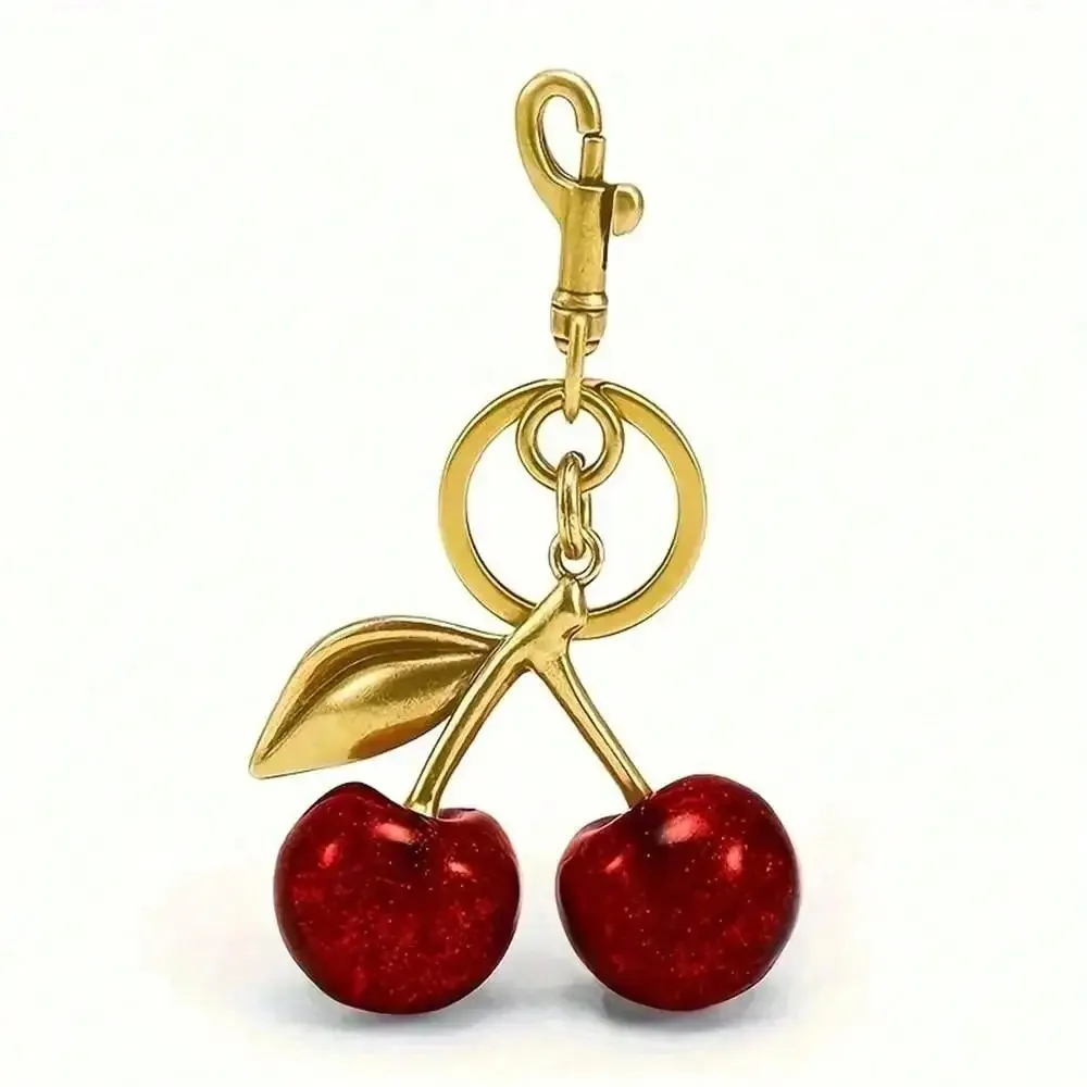 Mode Köstliche Rote Kirsche Schlüsselbund Sommer Früchte Kirschen Anhänger Schlüsselring Für Frauen Männer Schmuck Tasche Schlüssel Zubehör Geschenk – Detail 6