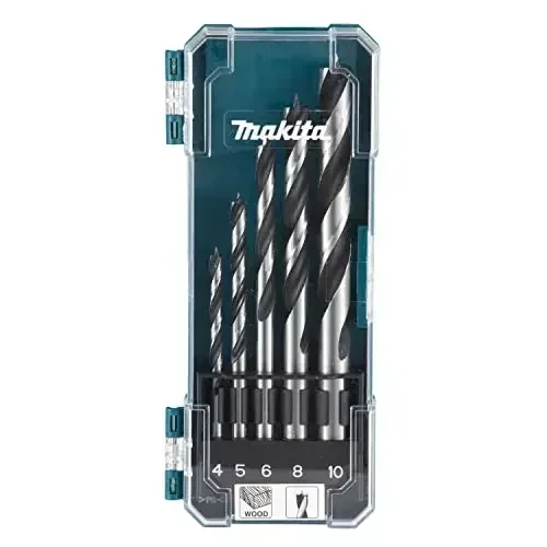 Makita D-72861 5 Piece 4MM 5MM 6MM 8MM 10MM Straight Shank Bits Wood Drill Bit Set 5PCS Bits