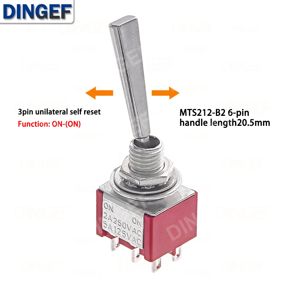 2PCS Flache Griff 6mm Panel Mount Mini Kippschalter 3/6Pin 2/3 Positionen ON OFF ON Locking Momentary RC Modell Fernbedienung