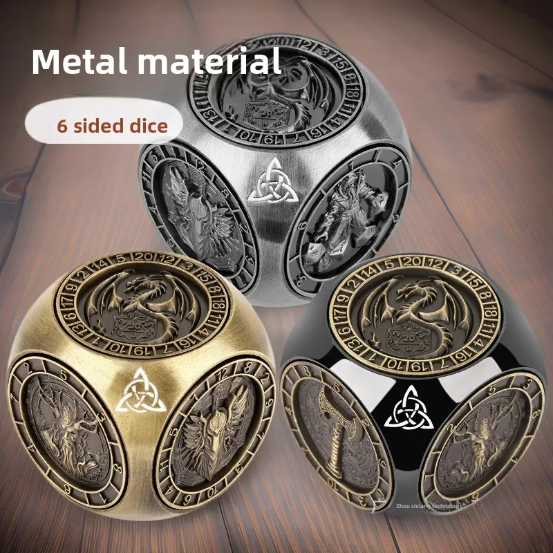 

DND 7-in-1 rotating dice, 3D relief polyhedral metal dice with box, RPG role-playing game D&D dice