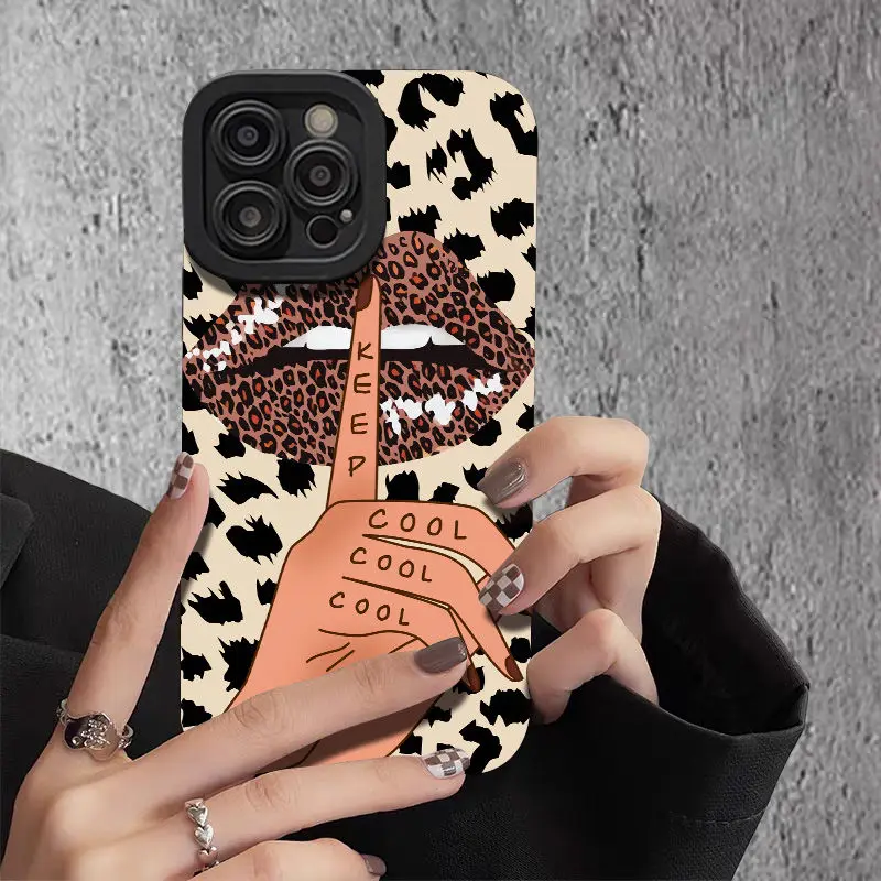 For iPhone15 Plus Leopard print iPhone 14ProMax case iPhone15 artistic iPhone12 All-inclusive iPhone 13mini