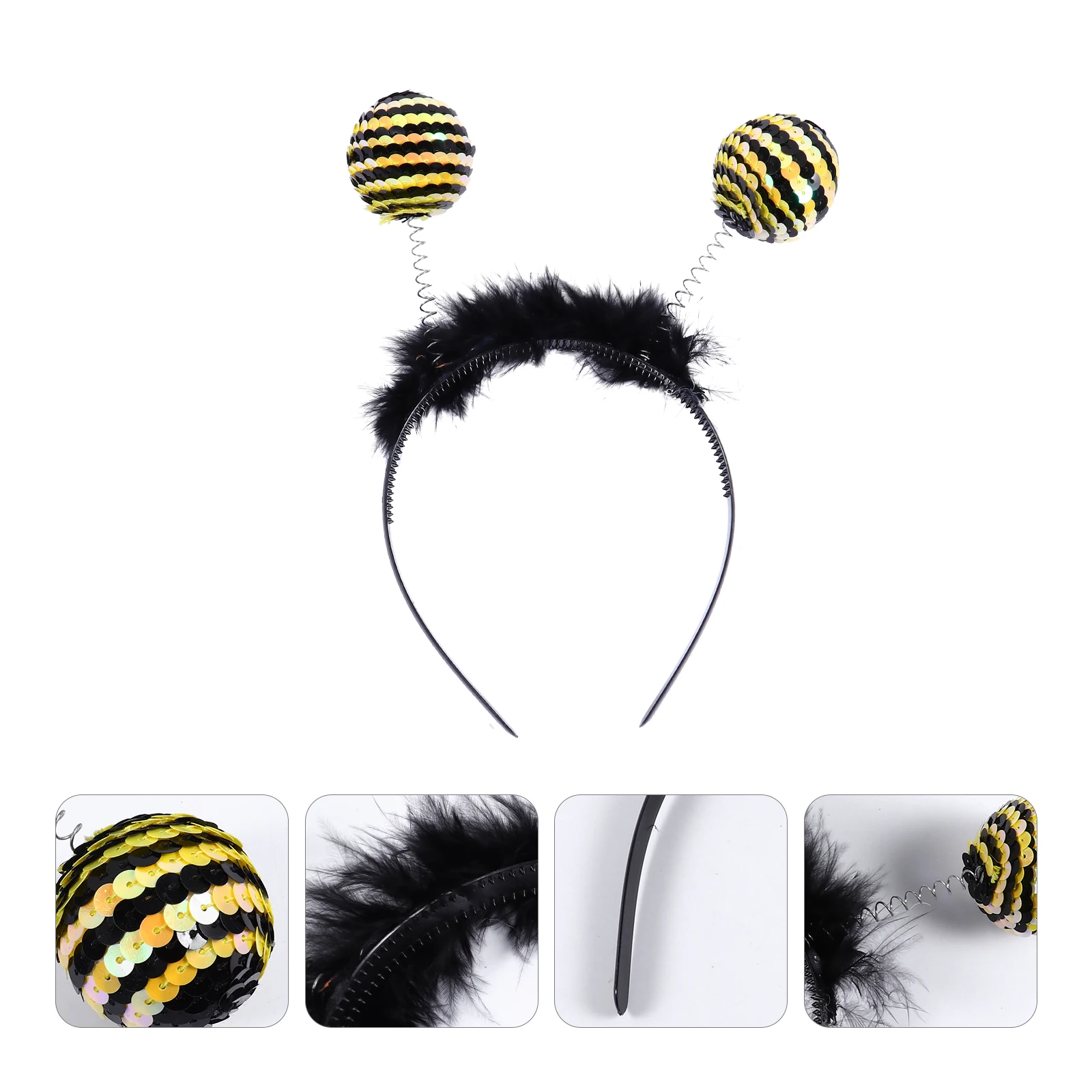 

3 Pcs Sequins Bead Ball Headbands Kids Bee Antenna Hair Hoop Elastic Band Party Stage Props Photography Accessories