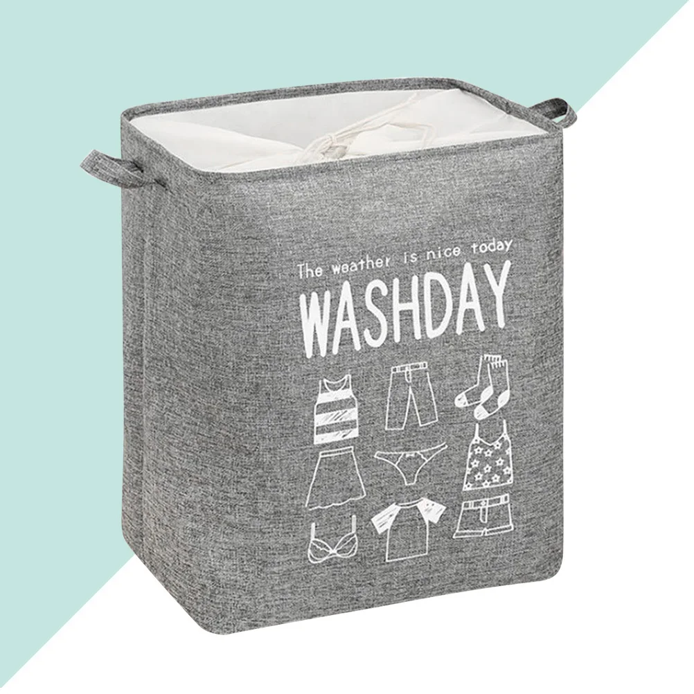 

1Pcs Foldable Dirty Clothes Storage Basket Large Premium Cotton Linen Laundry Bag Handles Drawstring Dustproof Household