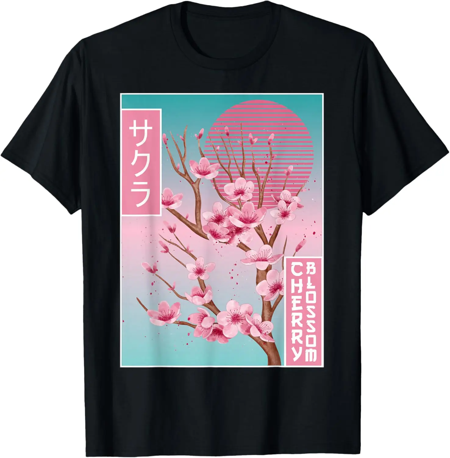 

Sakura Cherry Blossom Vaporwave Aesthetic Graphic T-Shirt Men Streetwear Street Fashion Tee