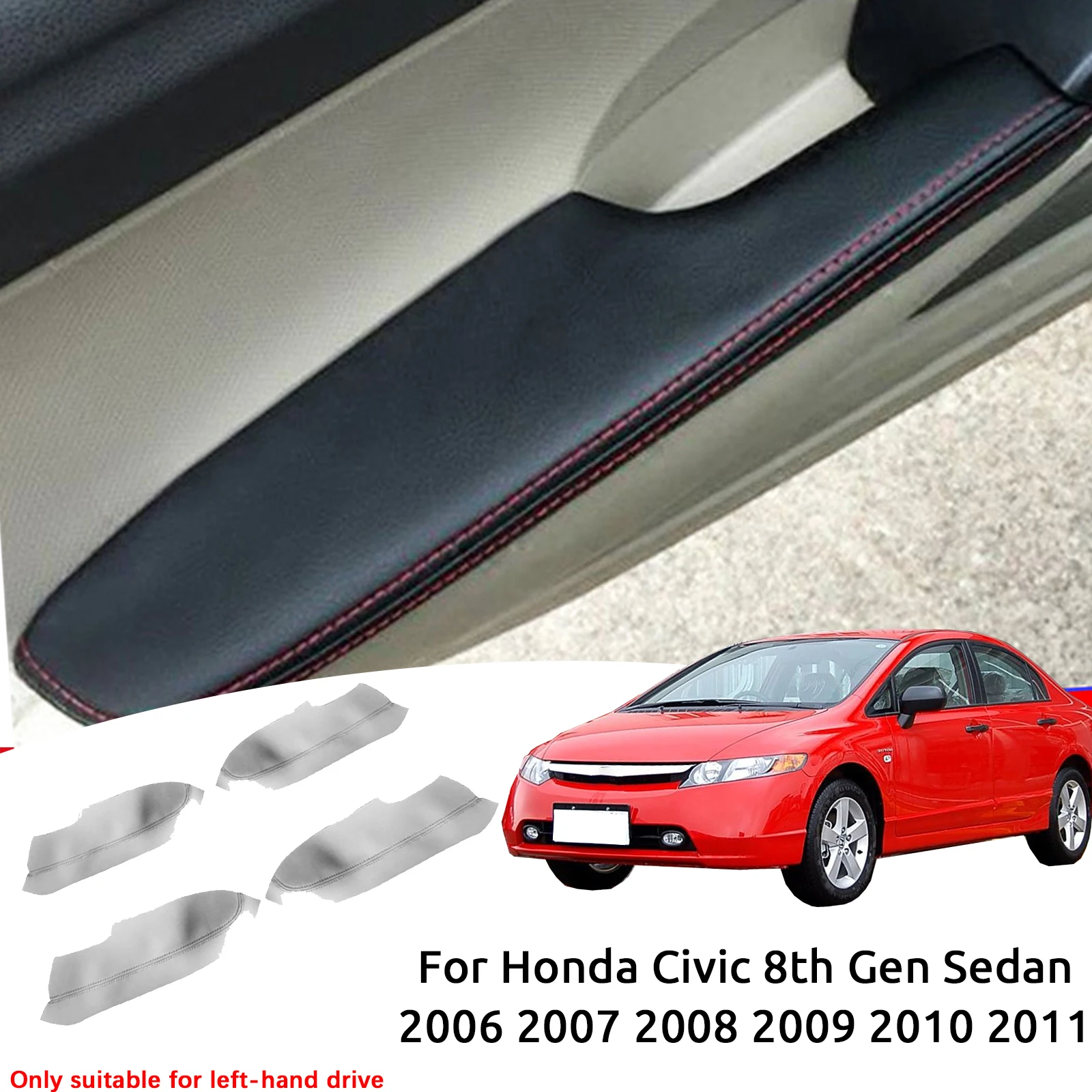 

Идеально подходит для Honda Civic 8-го поколения седан 2006 2007 2008 2009-2011 из искусственной кожи, внутренняя дверь автомобиля, подлокотник, панель, наклейка, отделка