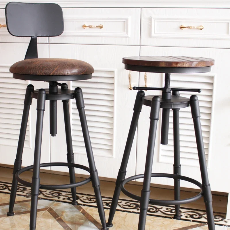 

Modern High-Temp Paint Bar Chair: Durable Iron, Rotary Lifting, Thick High Load-Bearing Chair, Stylish Adjustable Bar Stool