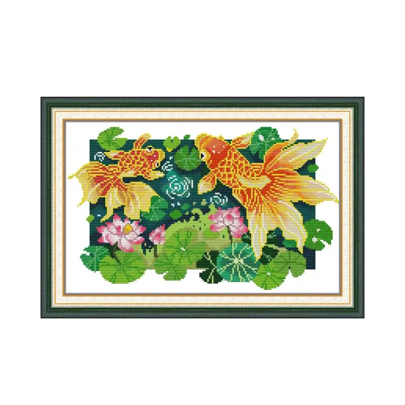 

Goldfish 2 cross stitch kit 14ct 11ct count print canvas sew cross-stitching embroidery handmade needlework