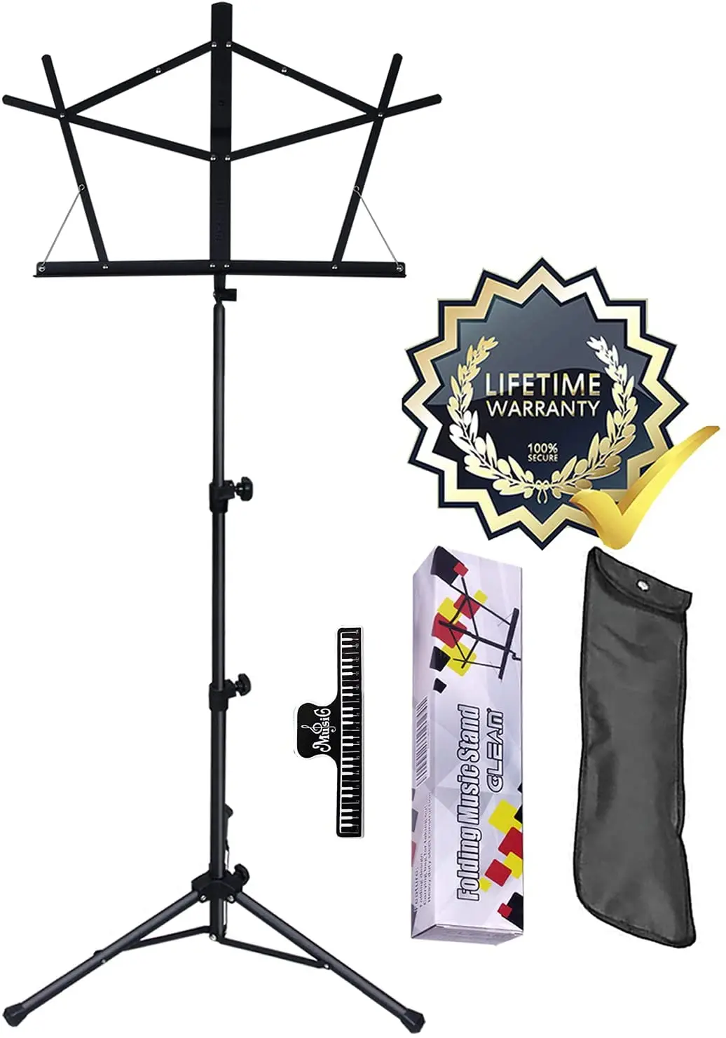 

Folding Music Stand - Sheet Music Stand with Carrying Bag and Clamp Portable