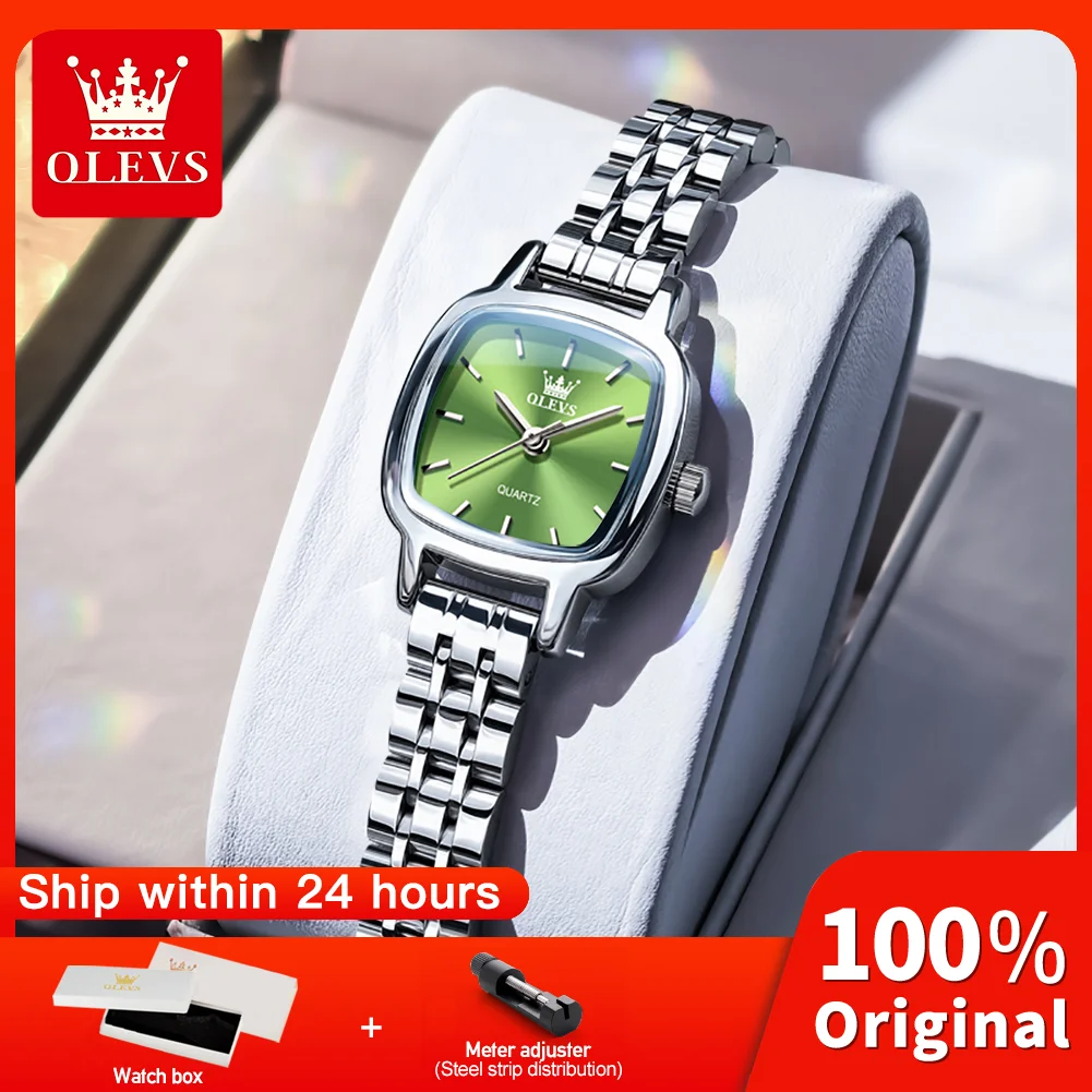 

OLEVS 5675 Women Watch Cream-Style Fashion Aesthetics Elegance Dual-Hue Original Quartz Movement Square Design Waterproof Watch